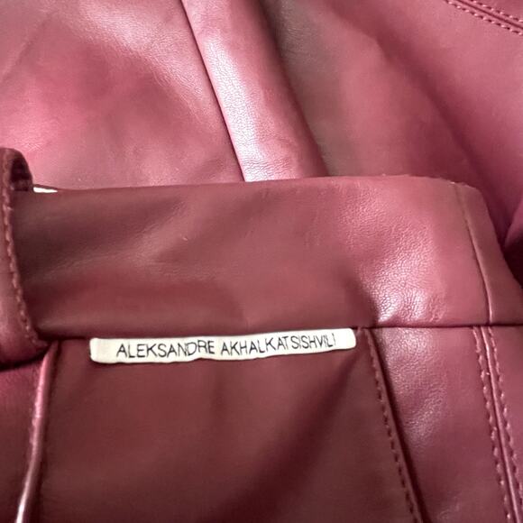 Aleksandre Akhalkatsishvili Low Waisted Faux Leather Pants Bordeaux XL EUC - Picture 5 of 7